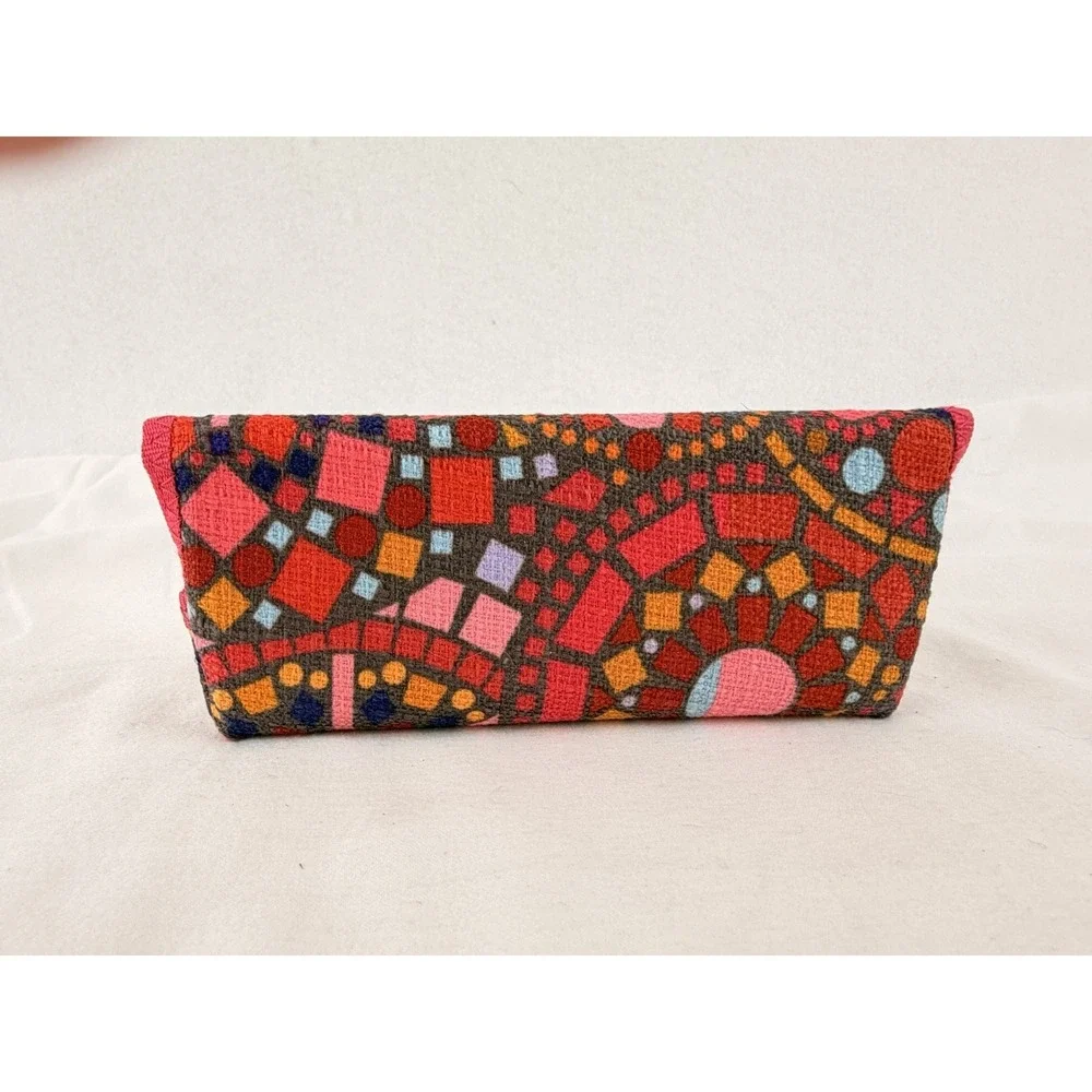 Boho Embroidered Eyeglasses Case Colorful Mosaic Stitch Fabric Glasses Pouch Y2K
